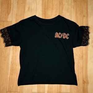 Small AC/DC Lace Sleeve Tee